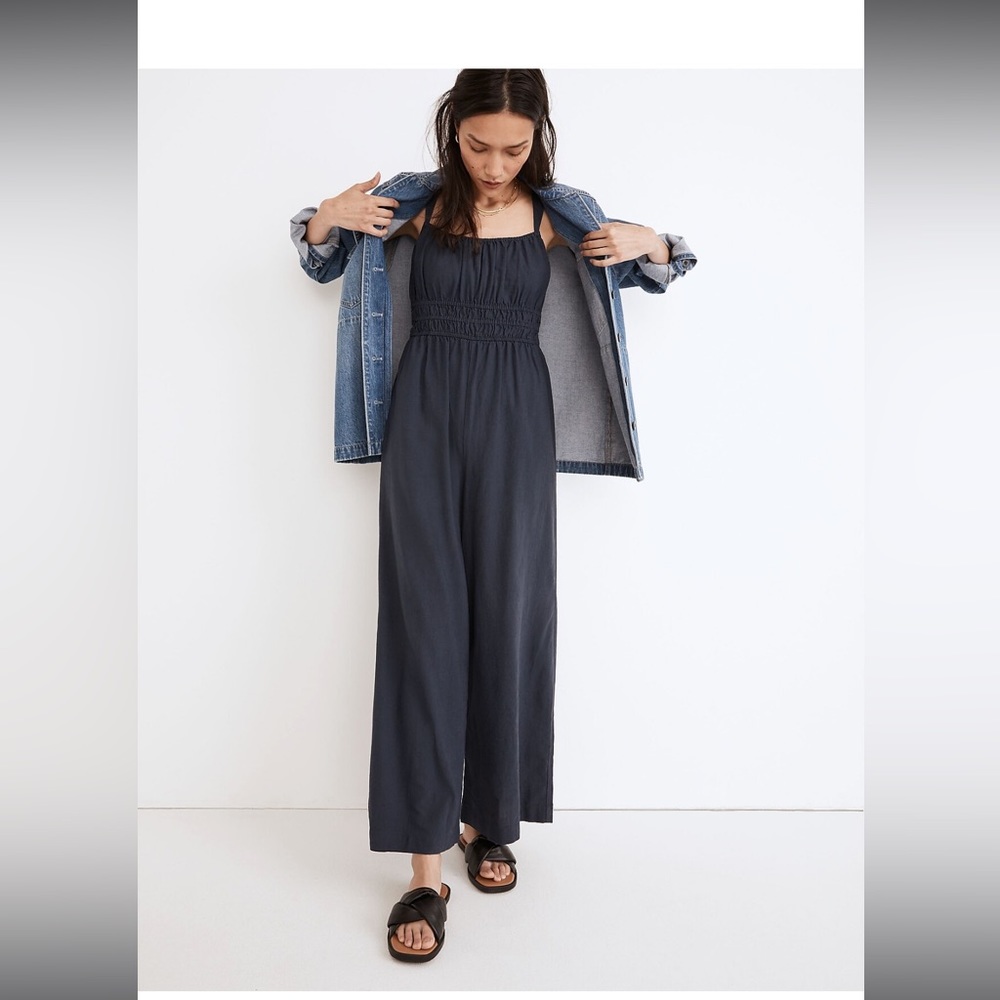 Madewell Linen-Blend Sophie Tank Wide-Leg Jumpsuit Size XXS